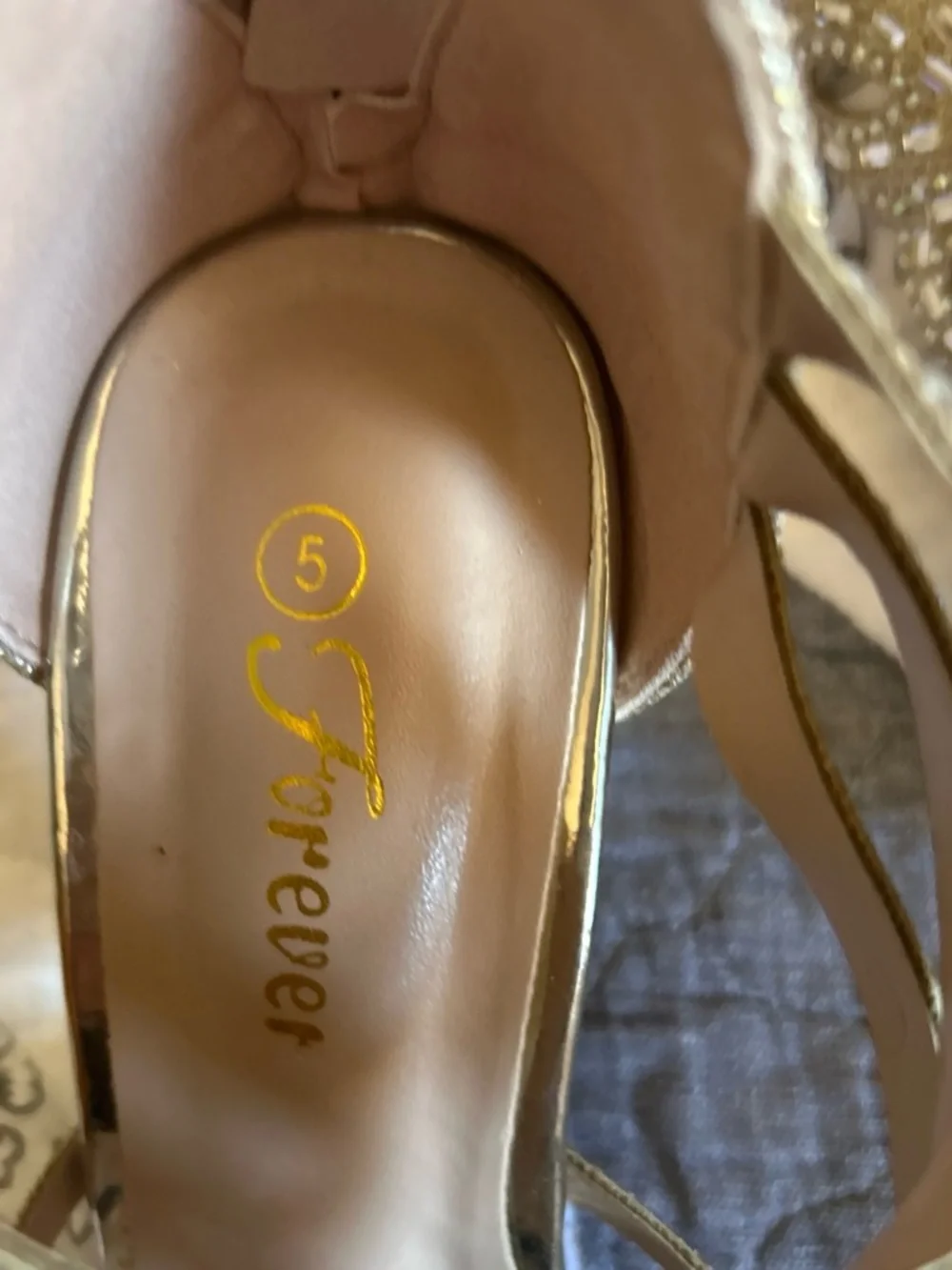 Glamorous Gold Crystal-Strap Women's Heels